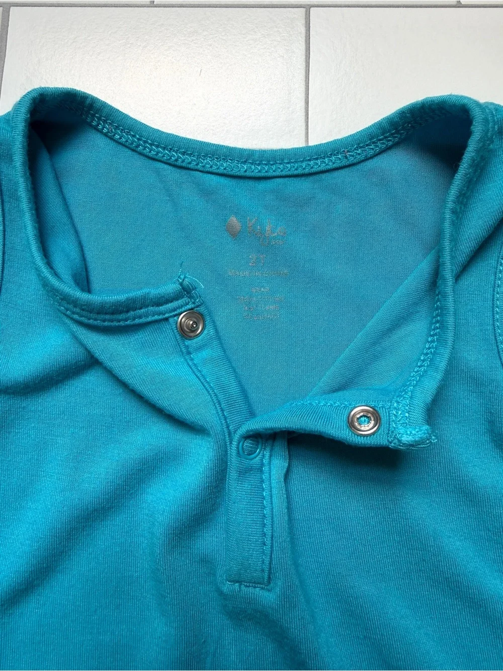 2T🪁 Kyte Baby Bamboo Teal Aqua Blue Sleeveless Henley Snap Bodysuit
